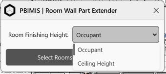 Automation tool in PBIMIS Revit plugin simplifying wall finish height adjustment